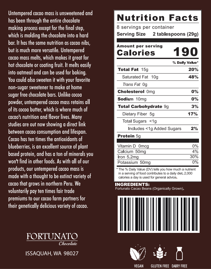 100% Untempered Cacao Mass – FortunatoNo4