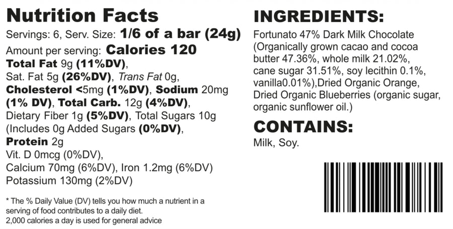 Orange Blueberry Milk Chocolate Bar