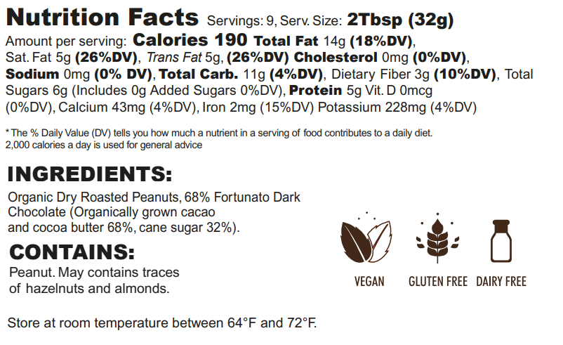 Fortunato 68% Dark Chocolate Peanut Butter with Peruvian Cacao