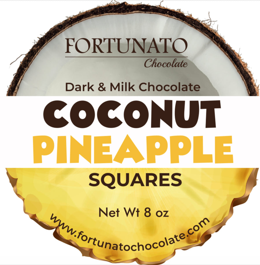 Fortunato Coconut Pineapple 36% Milk Chocolate Squares