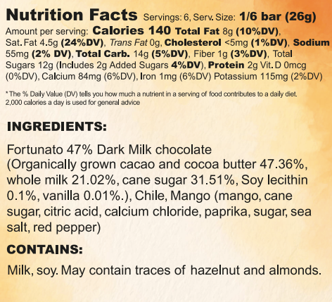 Fortunato Mango Chili 47% Dark Milk Chocolate Bar